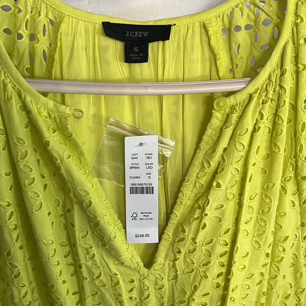 J.CREW yellow, green dress ,size small. Top material 100% Cotton and lining. - Picture 2 of 3